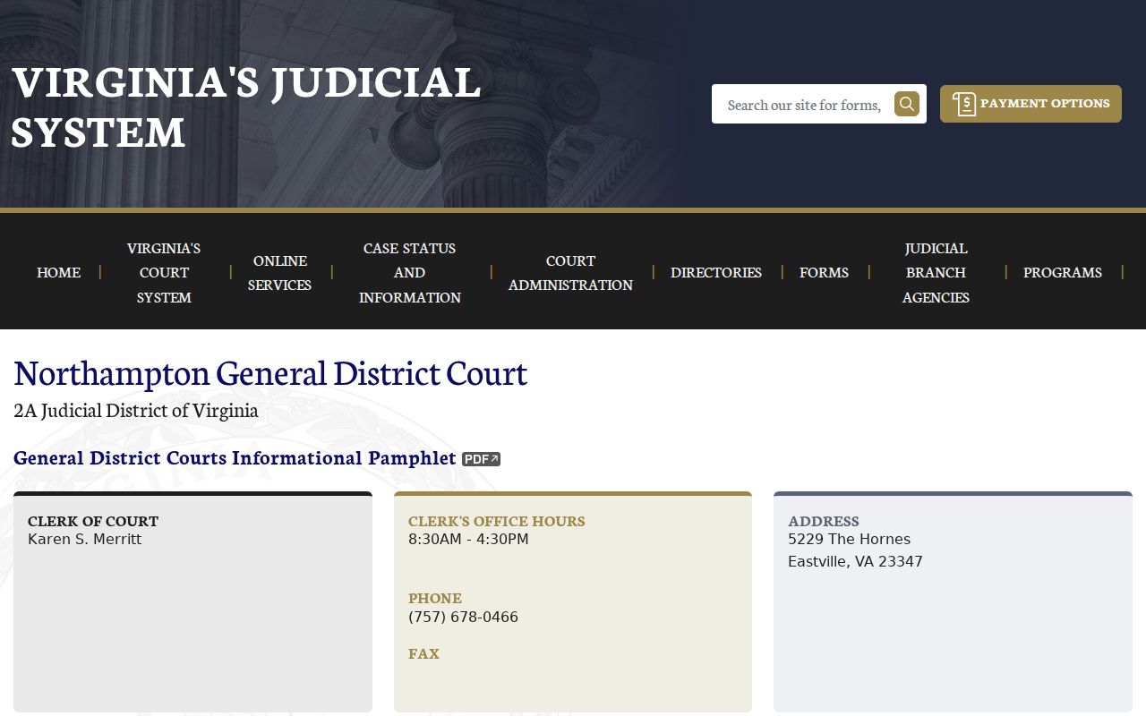 Northampton County traffic warrant court route through the General District Court