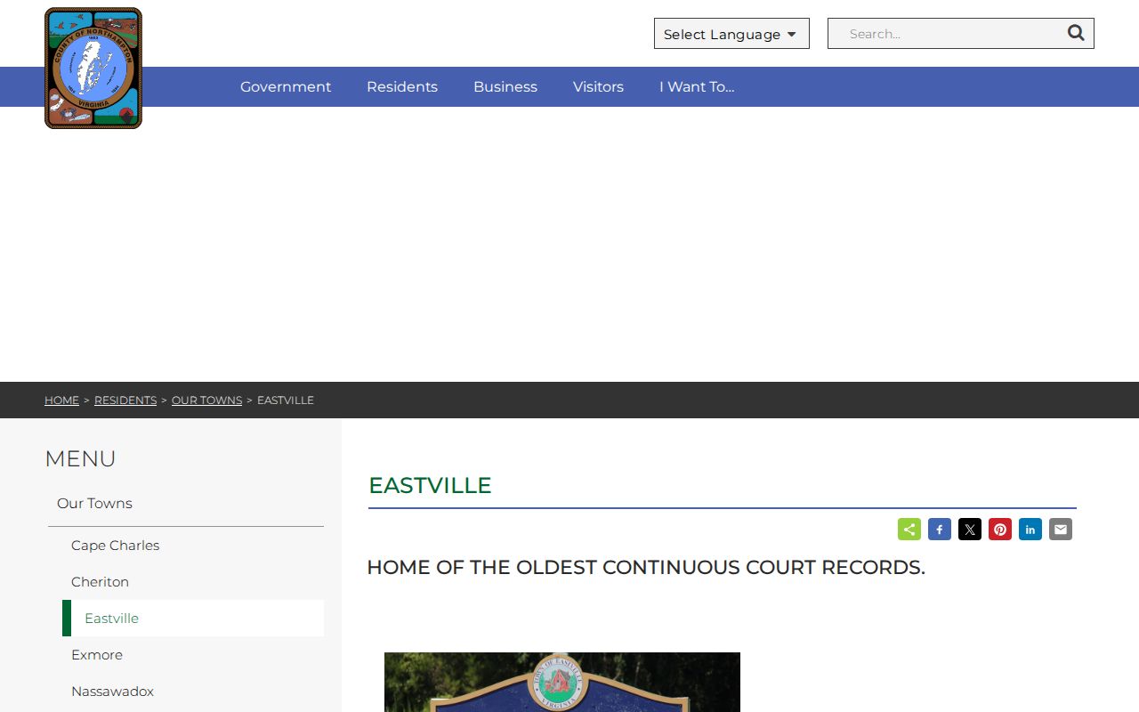 Northampton County warrant records access near the Eastville county courthouse setting