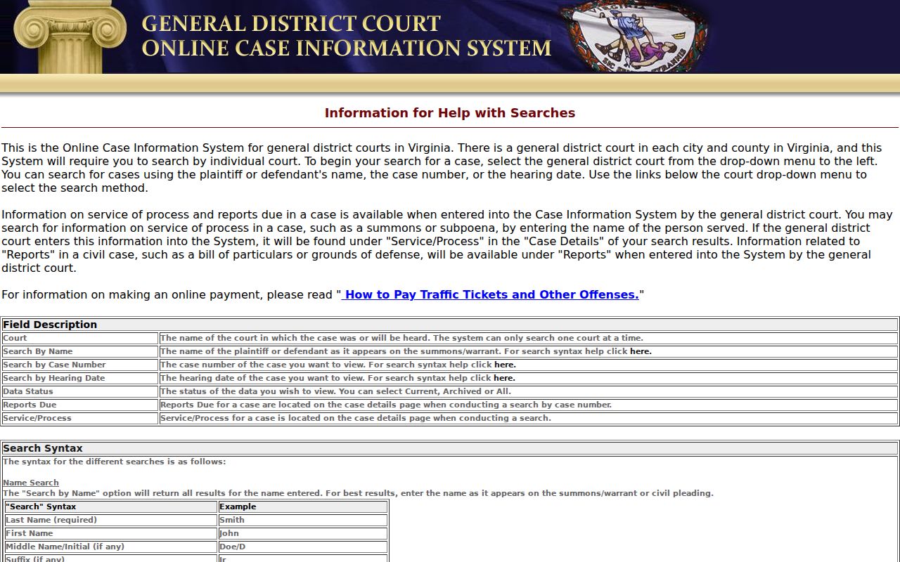 Northampton County warrant lookup reference showing GDC court, name, case, hearing, and process fields